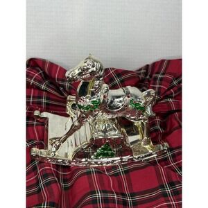 Silver Plate Musical Rocking Motion Horse Classic "Ralph Lauren Christmas" Vibe
